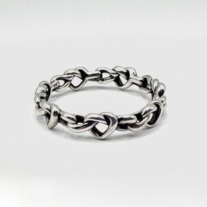 Pandora Knotted Hearts Sterling Silver Stacking Ring Size 7